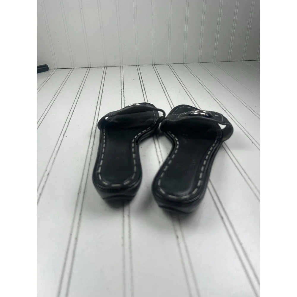 Cole Haan Black Leather Comfort Slip On Slides Sandals Women's Size 9.5
